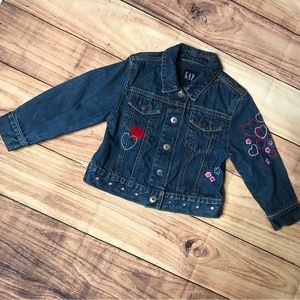 GAP Denim Jean Snap-Up Jacket With Embroidery Girls Size XXS (3)